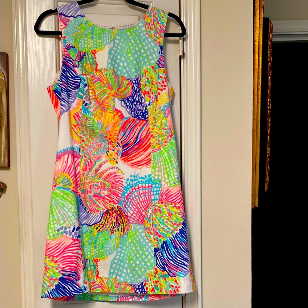 Lilly Pulitzer Green and Pink Sleeveless A-Line Sundress